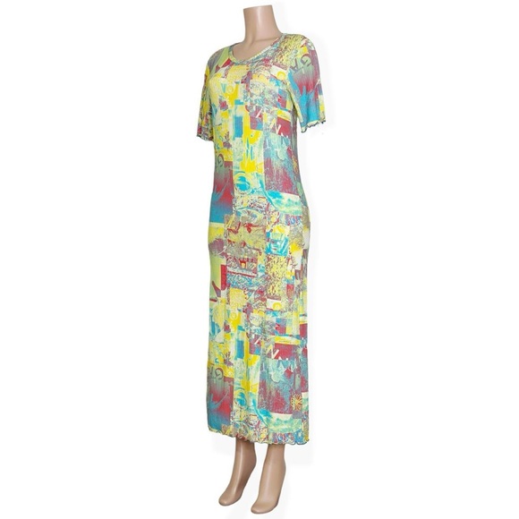 NWT GANNI Printed Rib Jersey Maxi Dress, Multi, FR42 - Picture 3 of 7